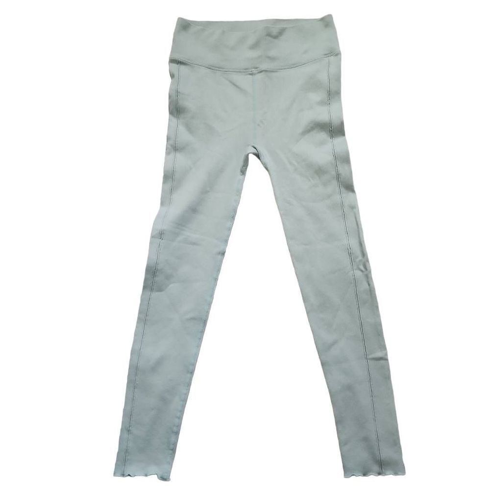 RBX Ladies Light Blue Ribbed Ruffle Bottom Leggings - Size Medium